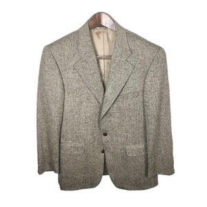 Ralph Lauren Sport Coat Mens 41R Brown Herringbone Tweed Silk Wool Blend Vintage